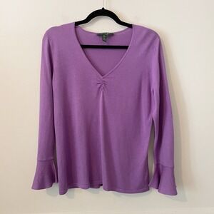 Ralph Lauren Womens‎ Cashmere Silk Blend Sweater Purple Size M Flare Sleeve